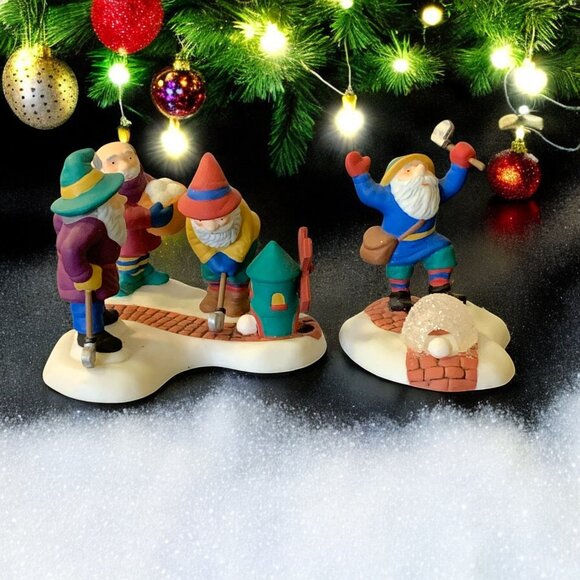 Dept 56 Tee Time Elves - North Pole Village Christmas Accessory from 1999 - Picture 1 of 10